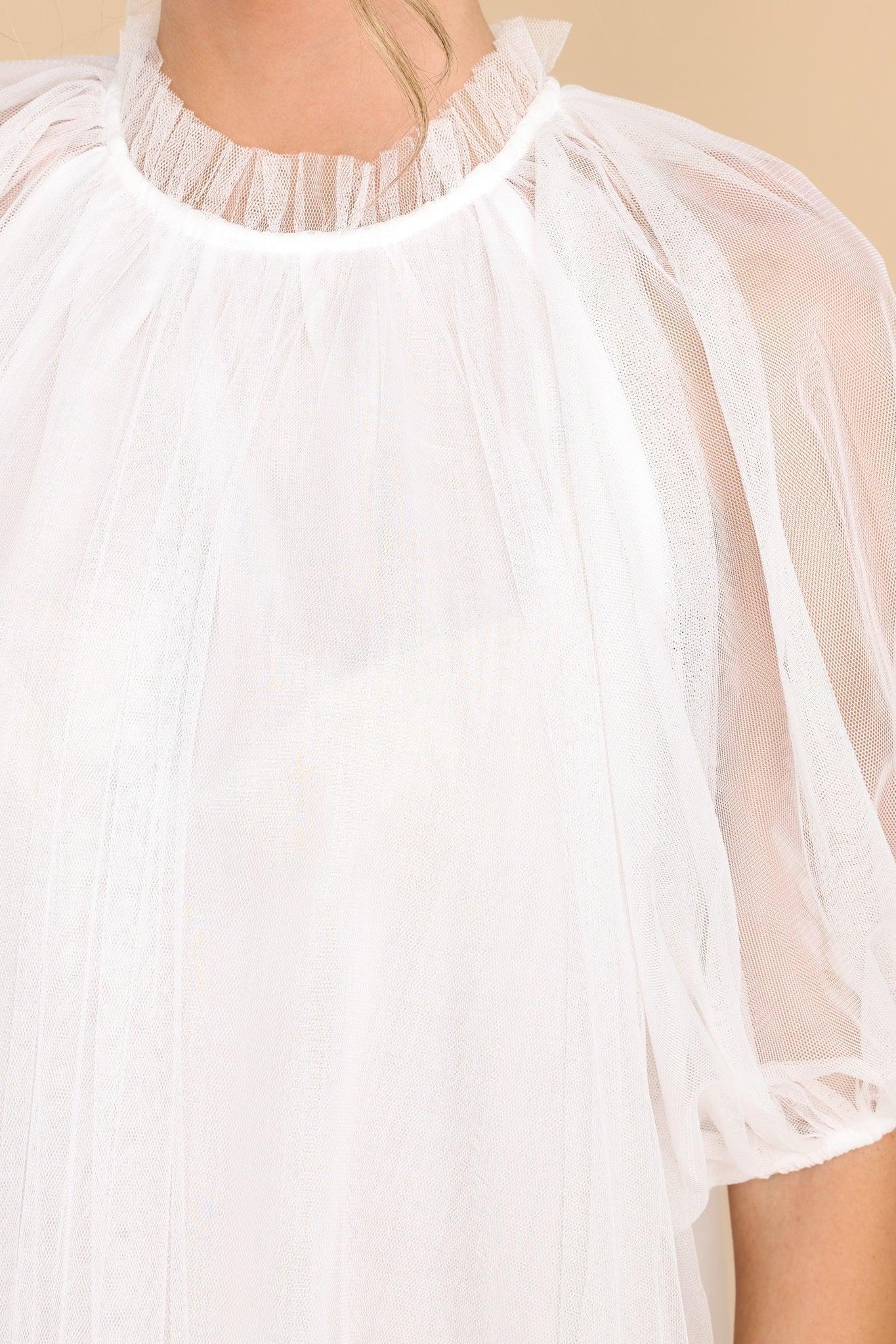 Aura Everything I Ever Wanted Sheer Tulle White Dress Product Image