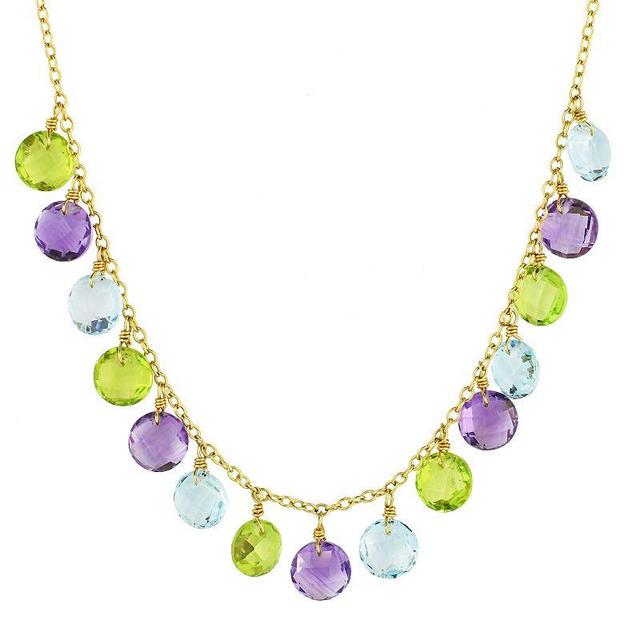 Jewelmak 14k Gold Multi Gemstone Coin Drop Necklace, Womens Product Image