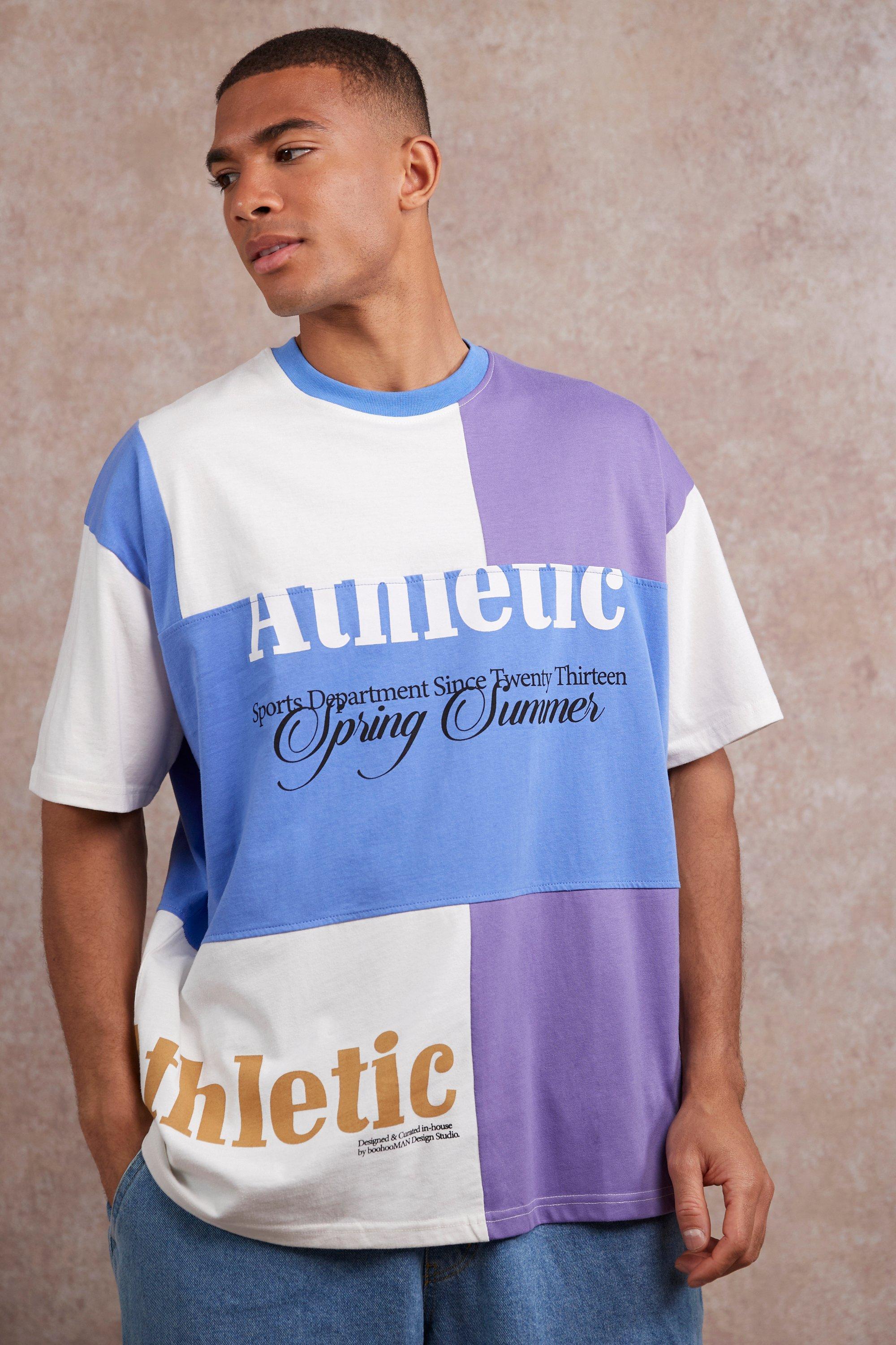 Oversized Graphic Patchwork T-shirt | boohooMAN USA Product Image