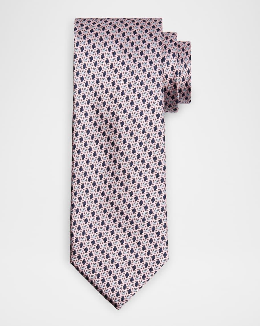 Men's Stepweave Geometric Silk Tie Product Image