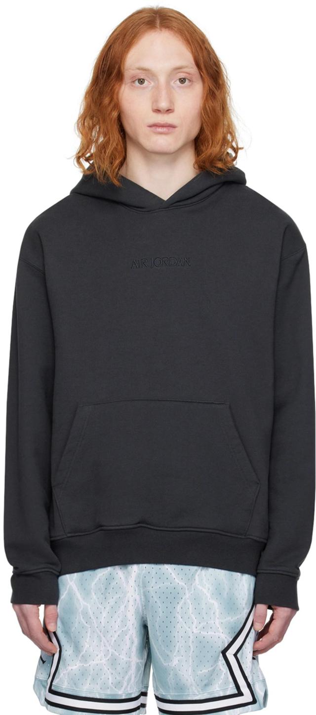 Black 'air Jordan' Wordmark Hoodie In Off Noir Product Image