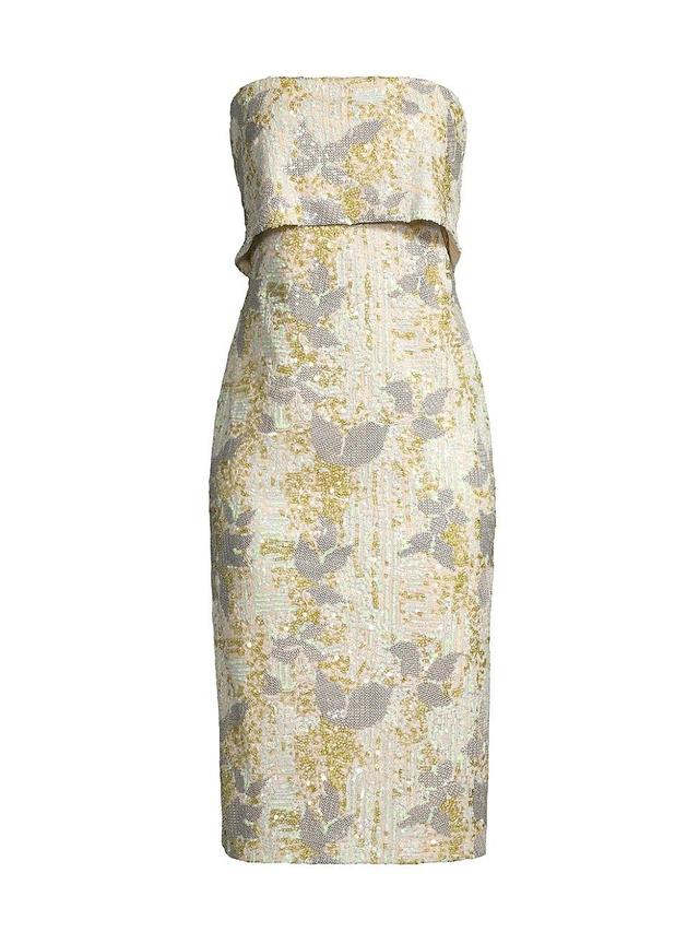 Womens Floral Sequin-Embroidery Midi-Dress Product Image