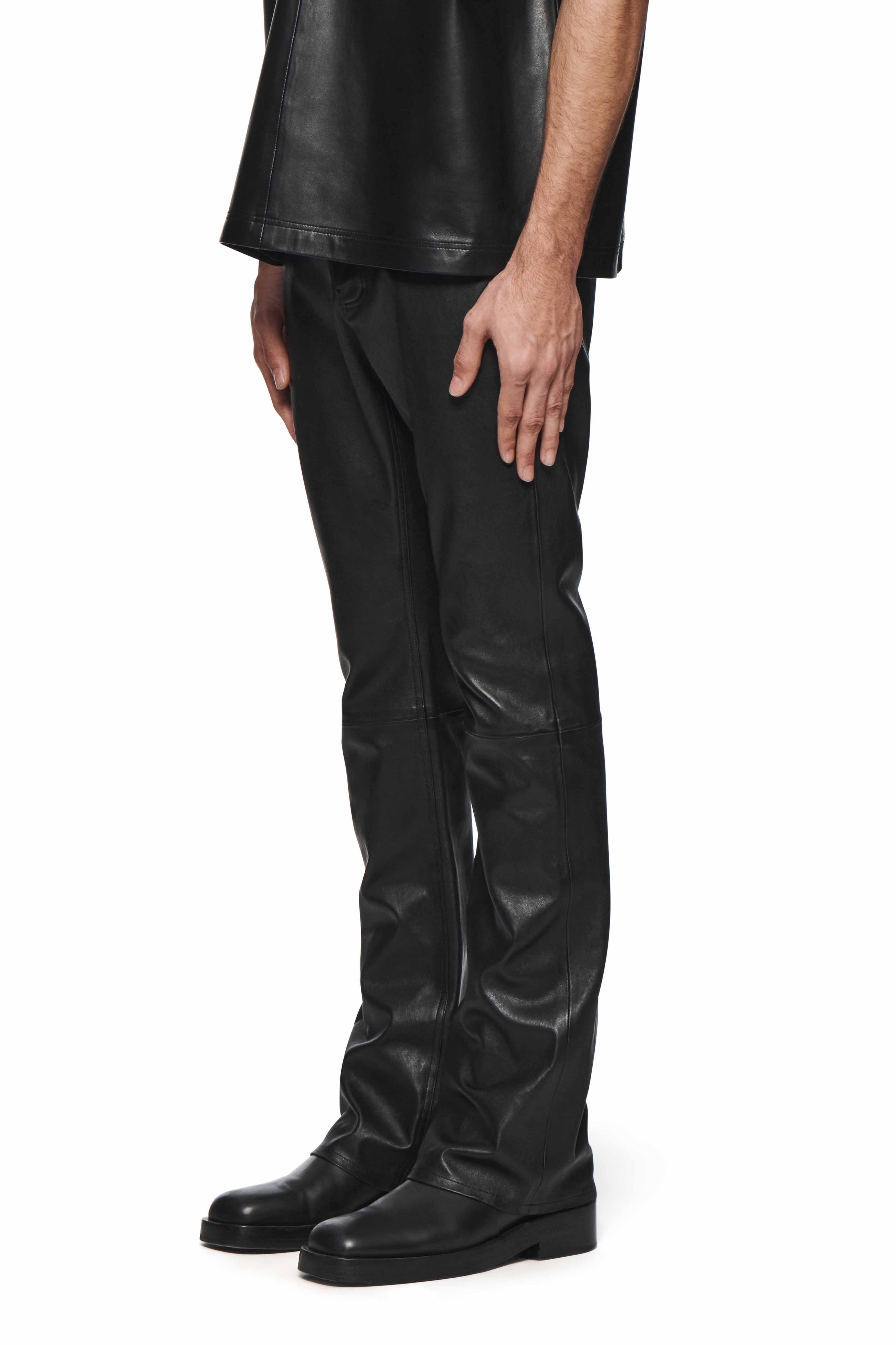 Leather Flare Pants Male Product Image