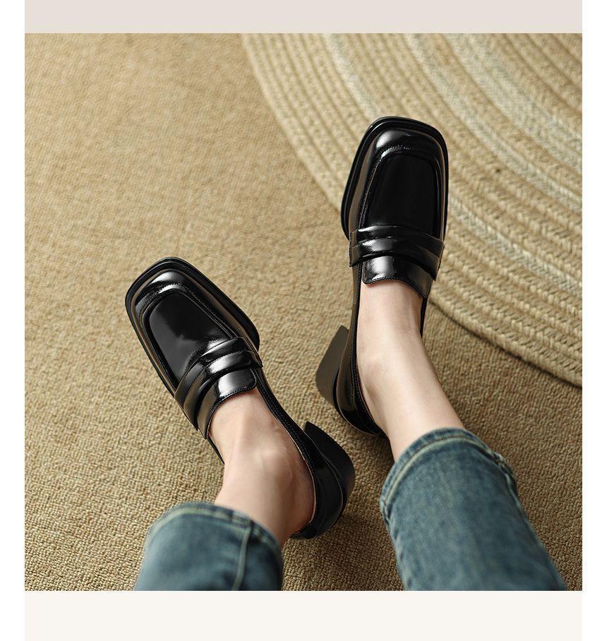 Plain Chunky Heel Loafers Product Image