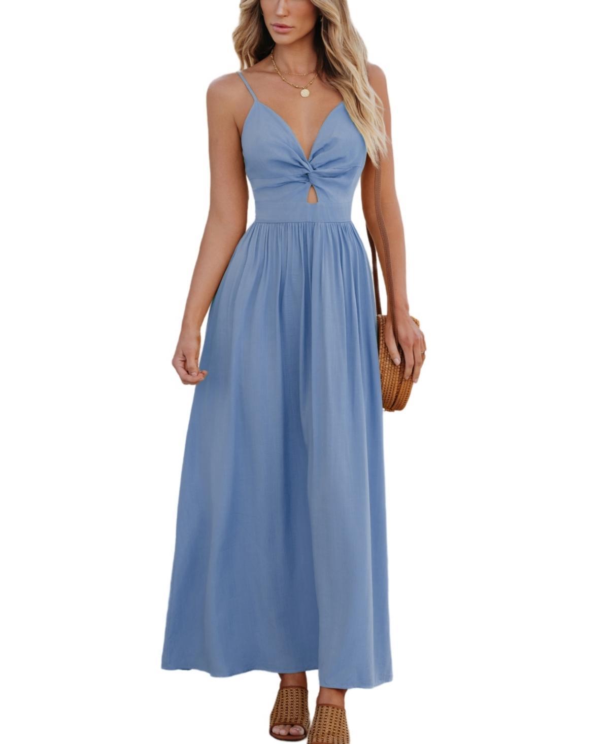 Cupshe Womens Front Twist & Keyhole Maxi Beach Dress - Light Product Image