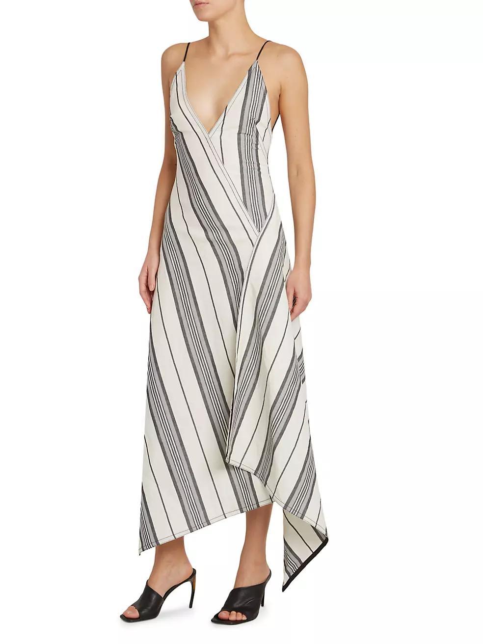 Linen-Cotton Striped Maxi Dress Product Image