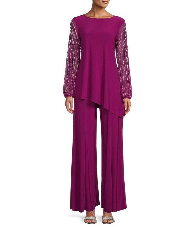 Marina Beaded Long Sleeve Crew Neck 2-Piece Pant Set Product Image