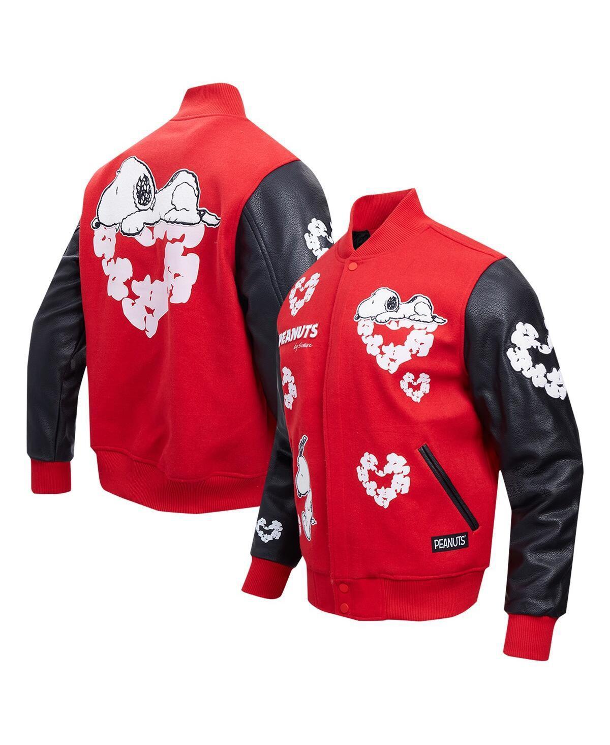 Freeze Max Mens Snoopy Red Peanuts Cotton Heart Full-Zip Varsity Jacket Product Image