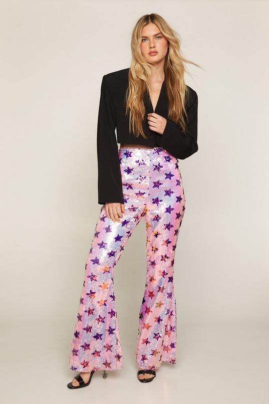 Star Sequin Flare Pants Product Image