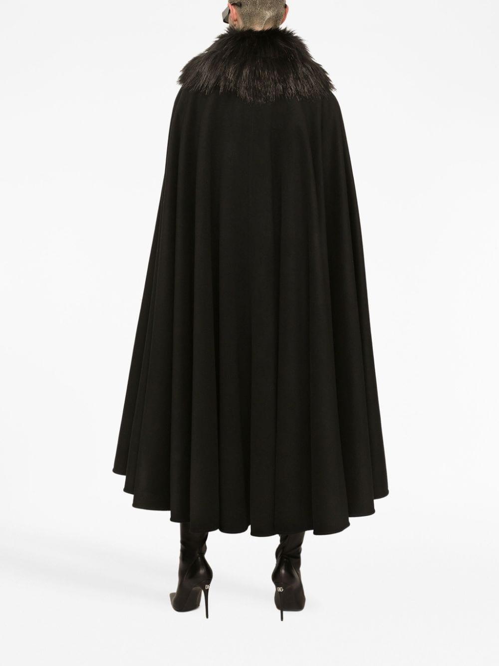 Faux-fur Collar Cape In Black Product Image