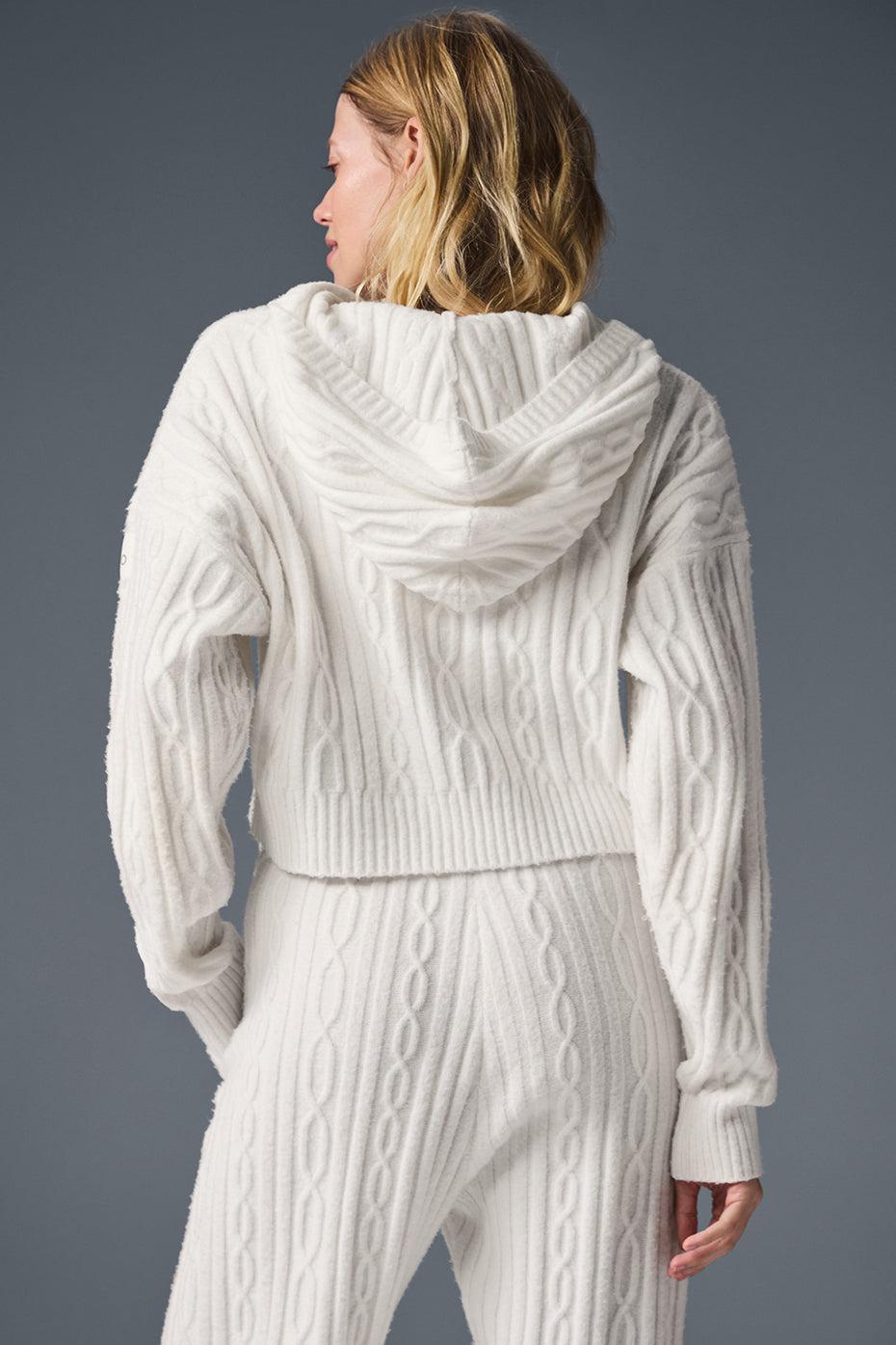 Cable Knit Winter Bliss Hoodie - Ivory Female Product Image