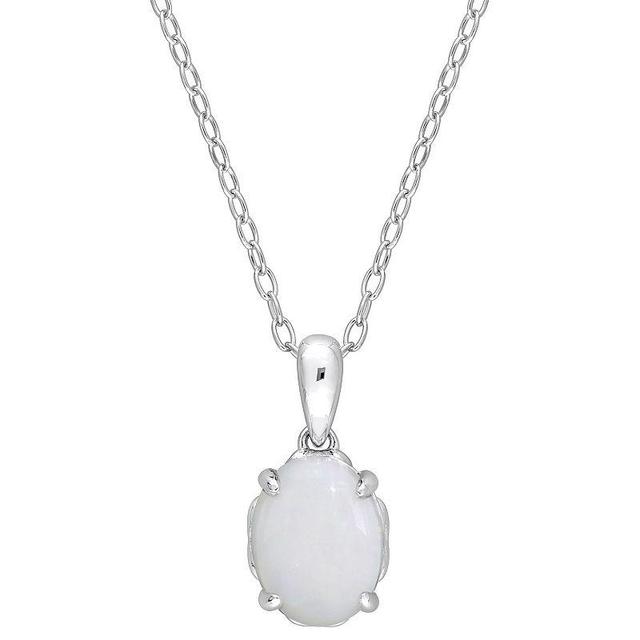 Stella Grace Sterling Silver & Gemstone Oval Stud Pendant Necklace, Womens White Product Image