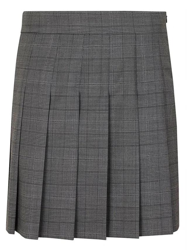 MAX MARA Studio Checked Pleated Skirt In Grey Product Image