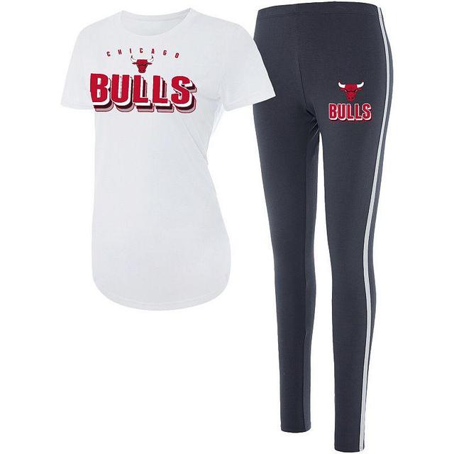 Womens Concepts Sport /Charcoal Chicago Bulls Sonata T-Shirt & Leggings Sleep Set Product Image