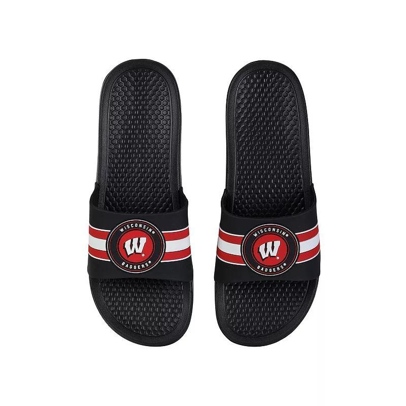 FOCO Wisconsin Badgers Stripe Raised Slide Sandals, Mens Product Image