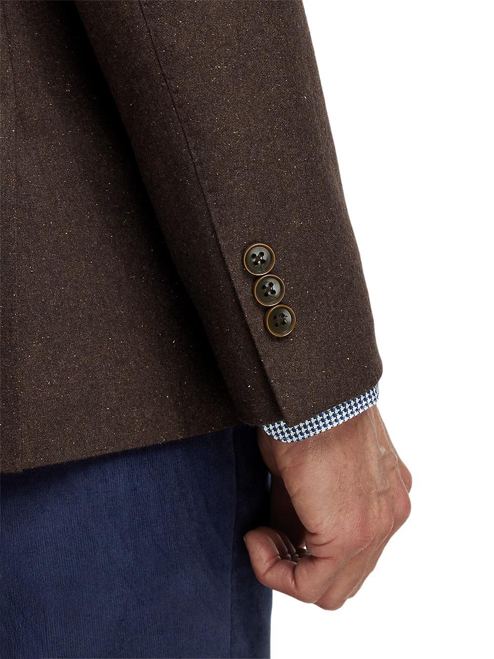 Wool Blend Donegal Single Breasted Notch Lapel Sport Coat - Brown Product Image