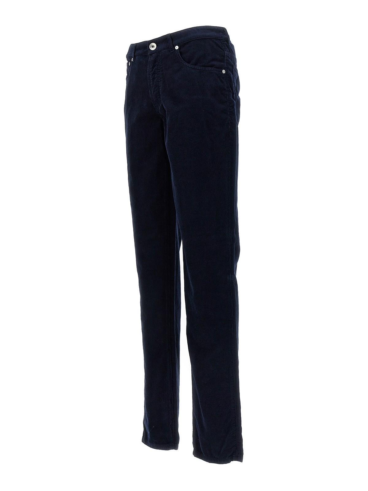 BRUNELLO CUCINELLI Straight-leg Cotton-corduroy Trousers In Blue Product Image