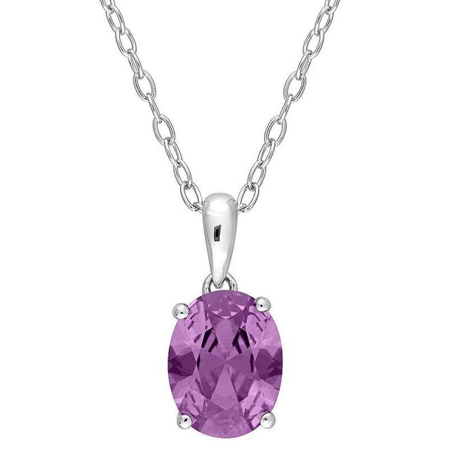 Stella Grace Sterling Silver & Gemstone Oval Stud Pendant Necklace, Womens Purple Product Image