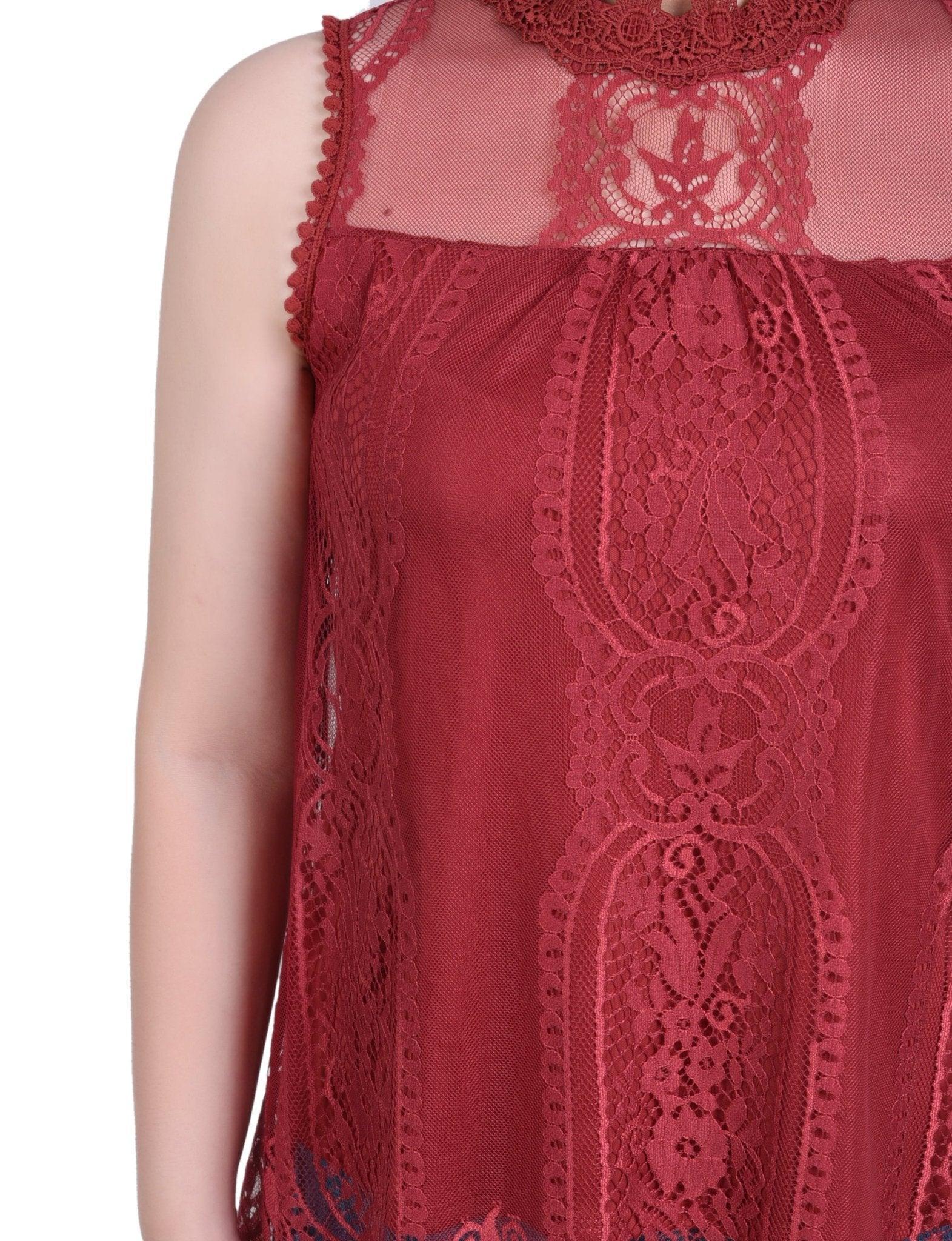 Sleeveless Mock Neck Lace Top - Petite Product Image