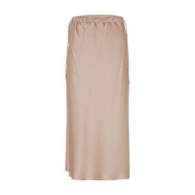 Editore Satin Elastic Midi Skirt In Pink Product Image