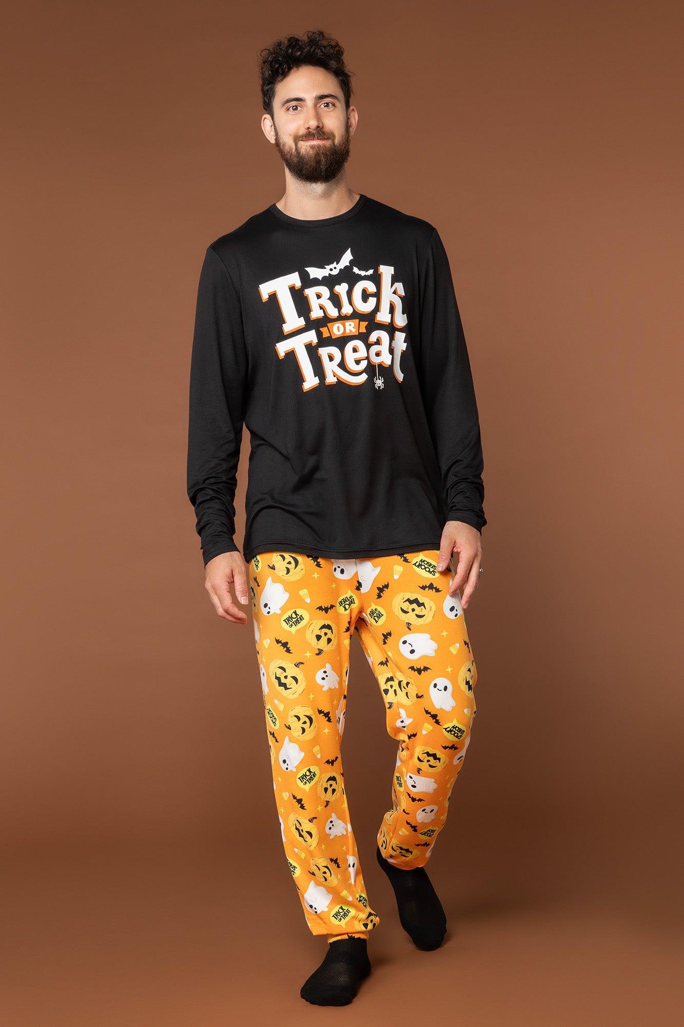 Mens Match the Family Trick or Treat 2 Piece Pajama Set Male Product Image