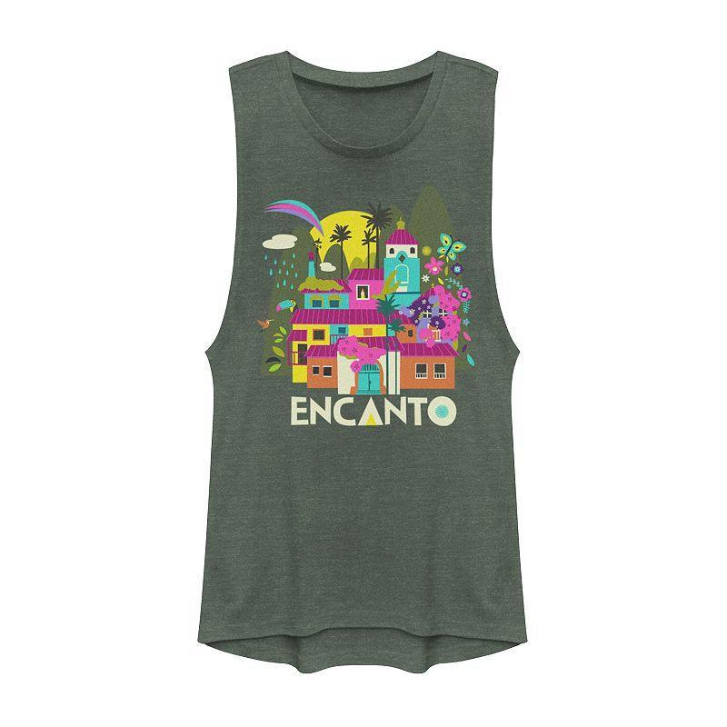 Disneys Encanto Gold Color Pop Muscle Tank Top, Girls Pine Grey Product Image