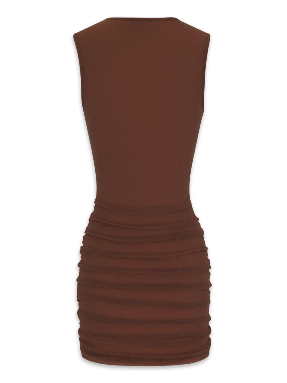 Sleeveless Tulle Minidress In Marron Product Image