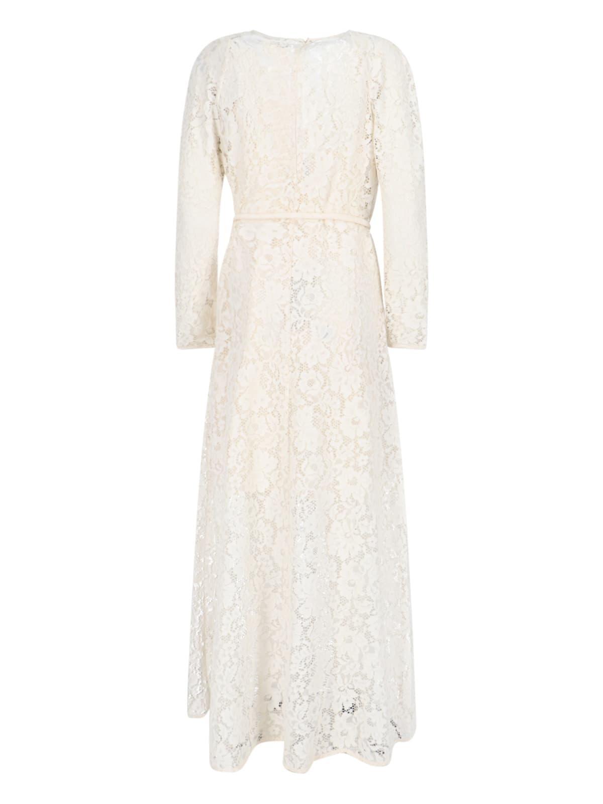 Lace V-neck Maxi Dress In White Product Image