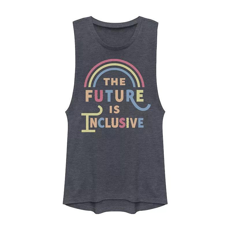 Juniors Follow Paths Not People Outdoors Circle Graphic Muscle Tank Top, Girls Pine Grey Product Image