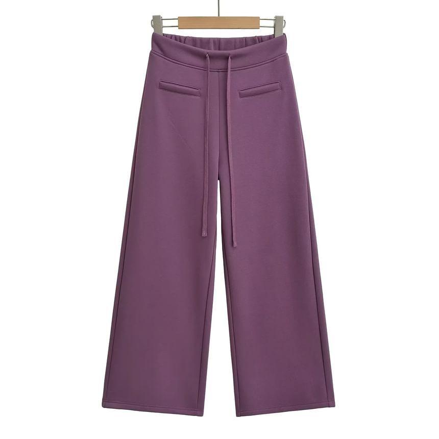 High Rise Plain Wide Leg Pants Product Image