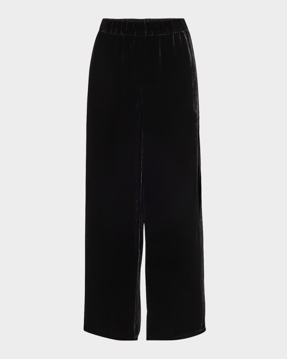 Cropped Wide-Leg Velvet Pants Product Image