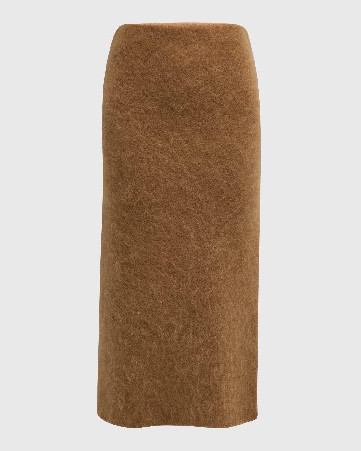 Estille Straight Fuzzy Knit Midi Skirt Product Image