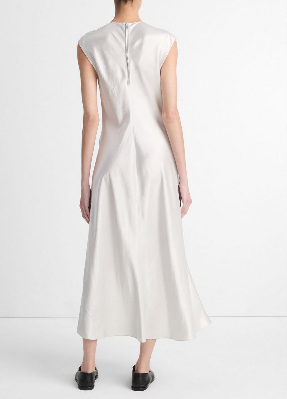 Satin Bias Cap-Sleeve Dress Product Image