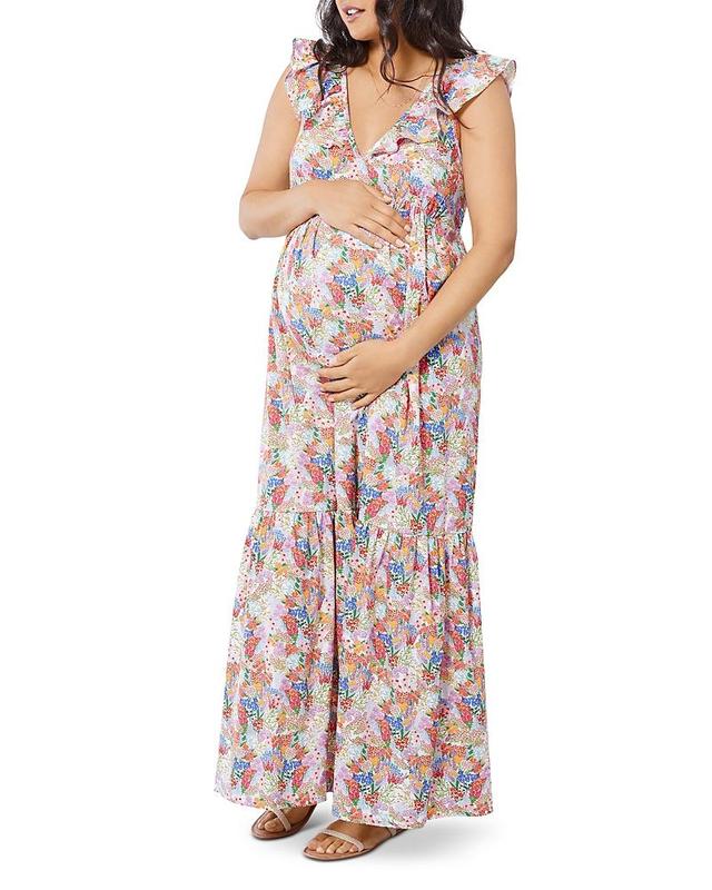 Ingrid & Isabel Ruffle Tiered Maternity Maxi Dress Product Image