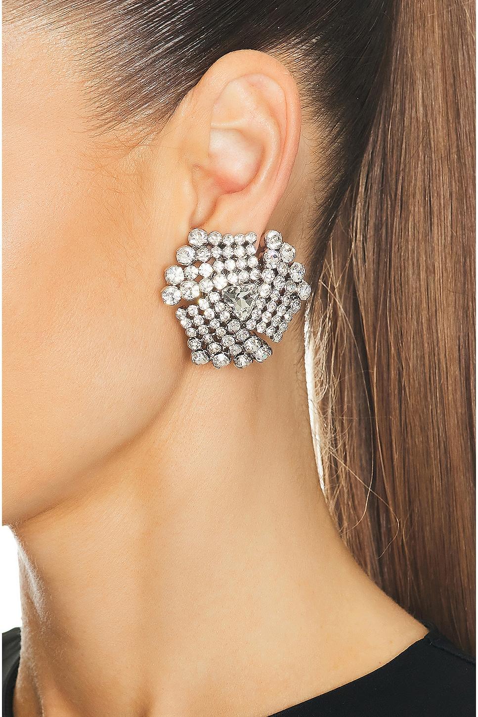 Alessandra Rich Crystal Earrings Metallic Silver.. Product Image