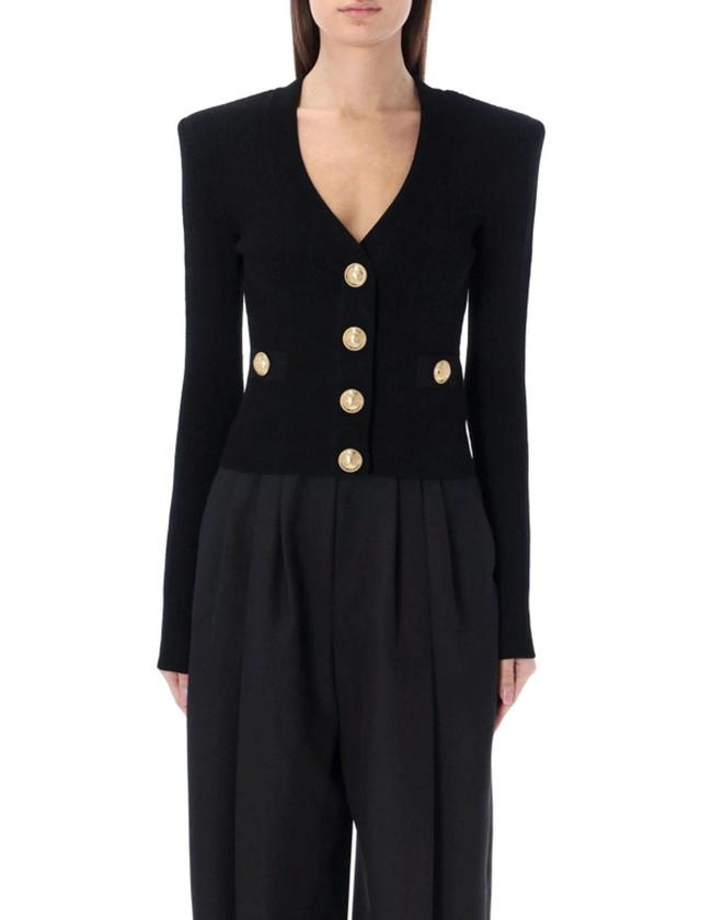 Gold Buttons Cardigan In Black Product Image