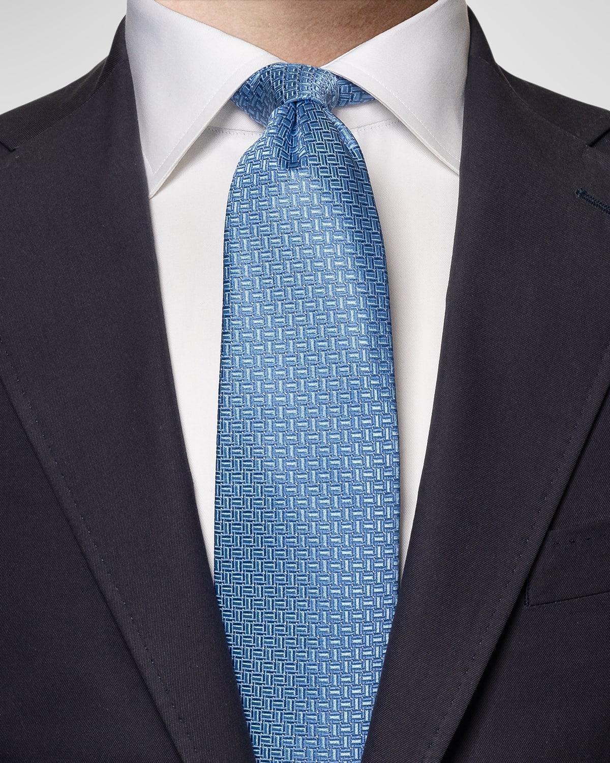 Mens Geometric Woven Silk Tie Product Image