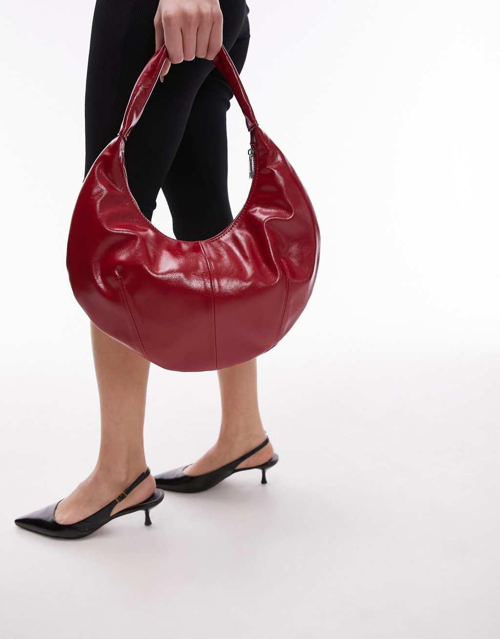 Topshop Samira scoop shoulder bag in red Product Image