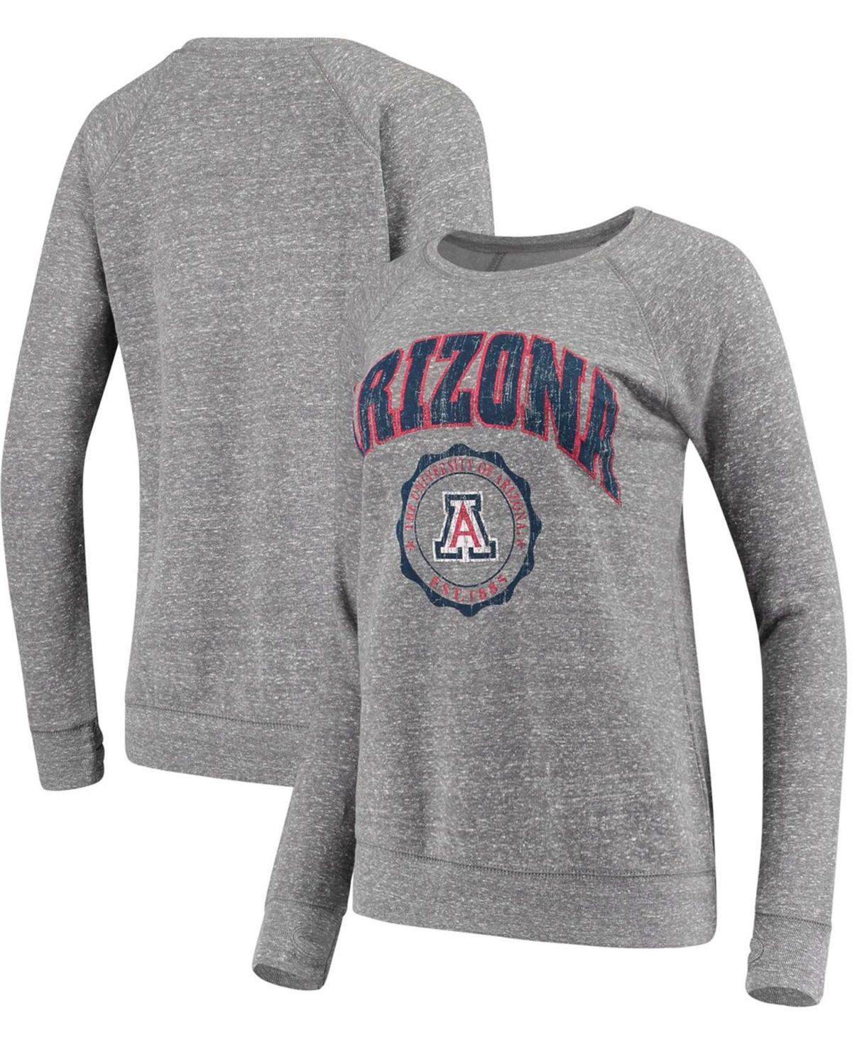 Womens Pressbox Heathered Gray Arizona Wildcats Edith Vintage Knobi Pullover Sweatshirt Product Image