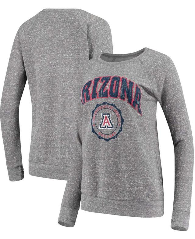 Womens Pressbox Heathered Gray Arizona Wildcats Edith Vintage Knobi Pullover Sweatshirt Product Image