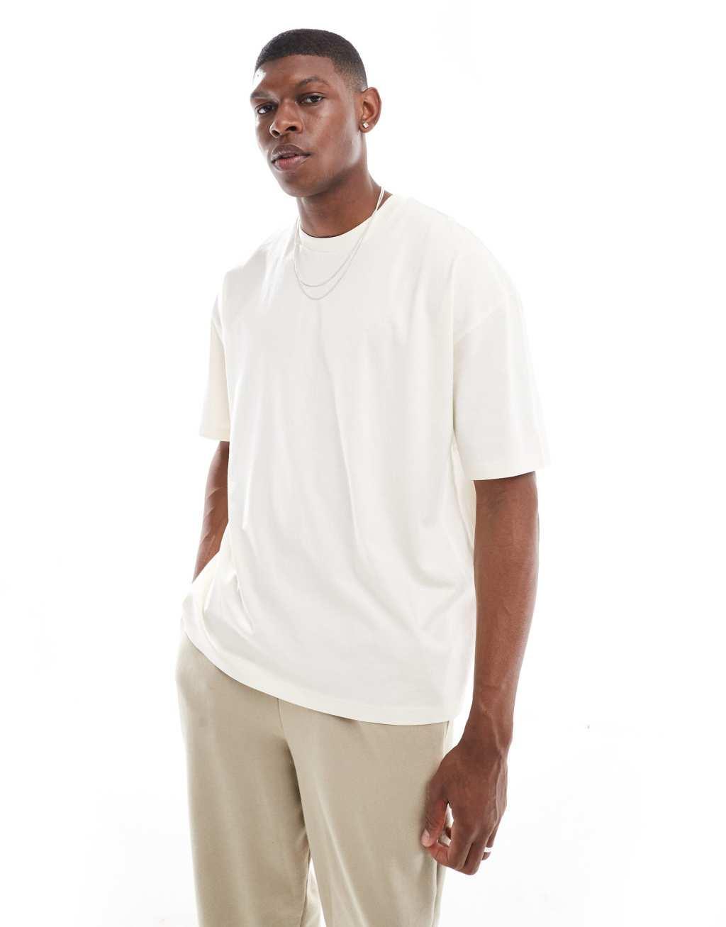 ASOS DESIGN oversized t-shirt in off-white with celestial back print Product Image