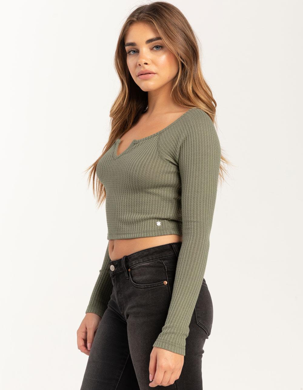 ROXY Waffle Cropped Womens Top Product Image