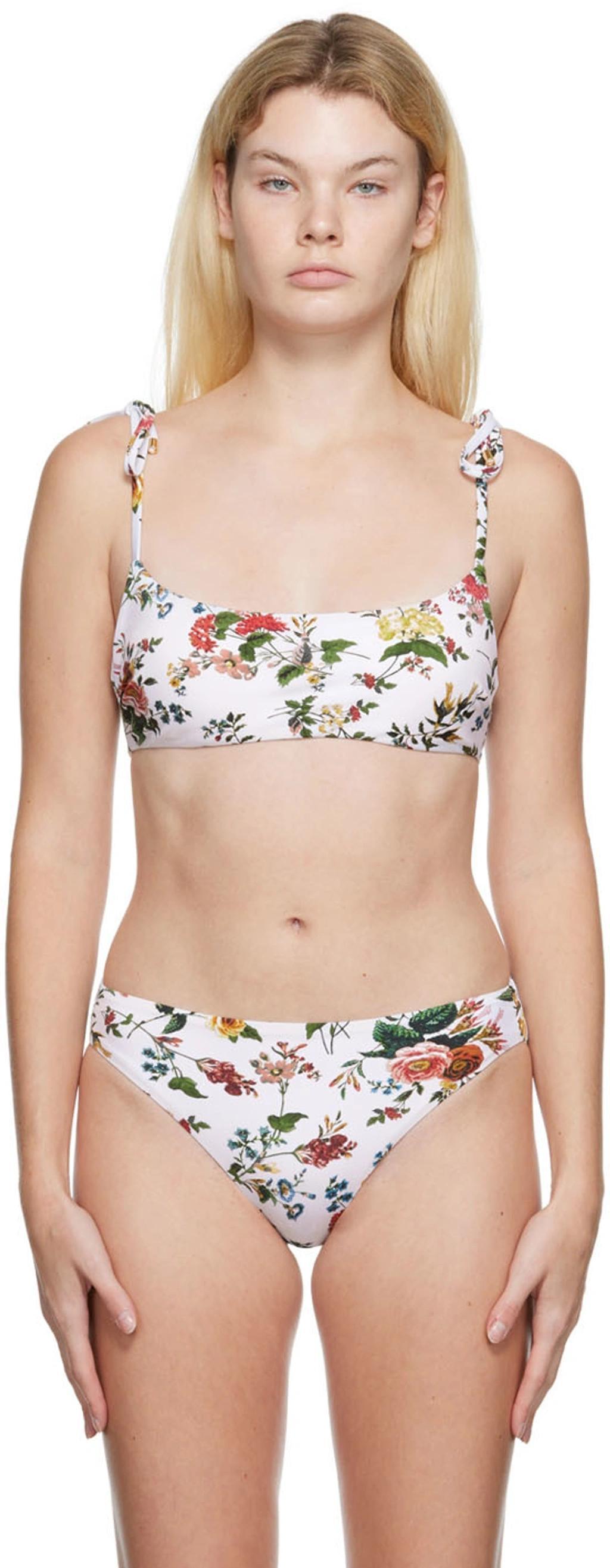 Floral Thea Bikini Top In White Product Image