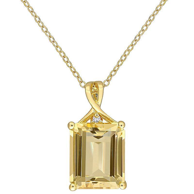 Stella Grace 18k Gold Over Silver Citrine & White Topaz Pendant Necklace, Womens Gold Tone Product Image