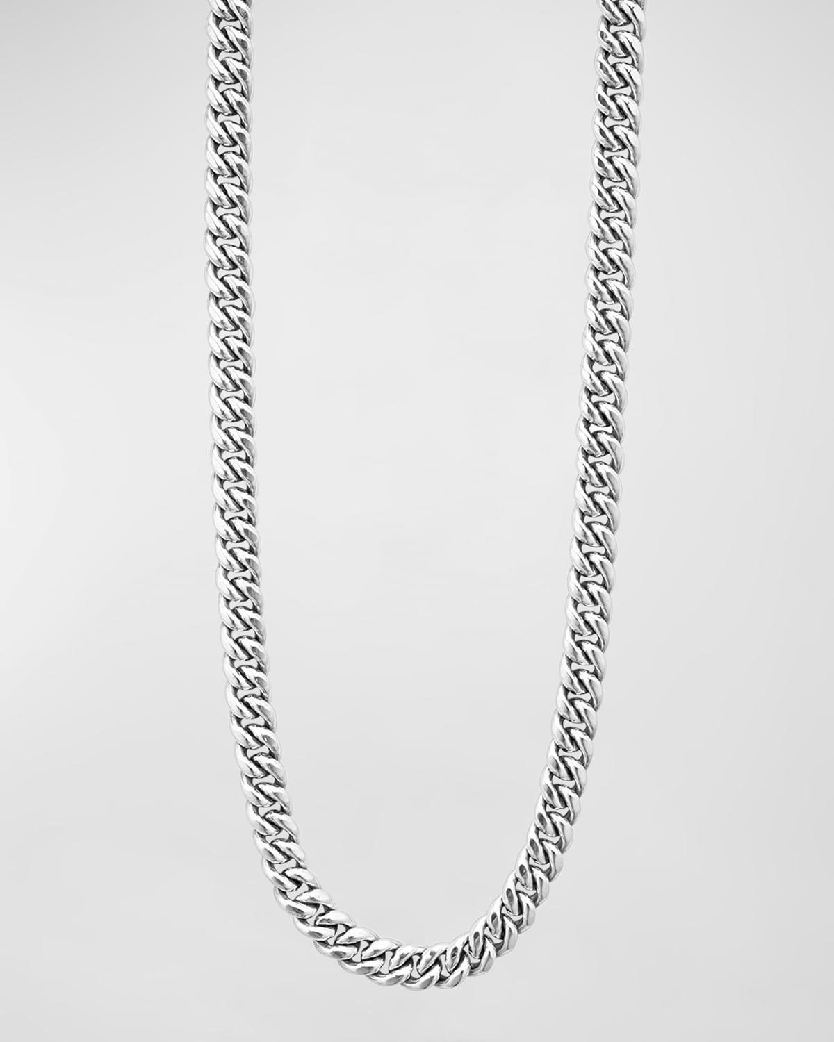 Mens Sterling Silver Anthem Curb Chain Necklace, 8mm, 22in Product Image