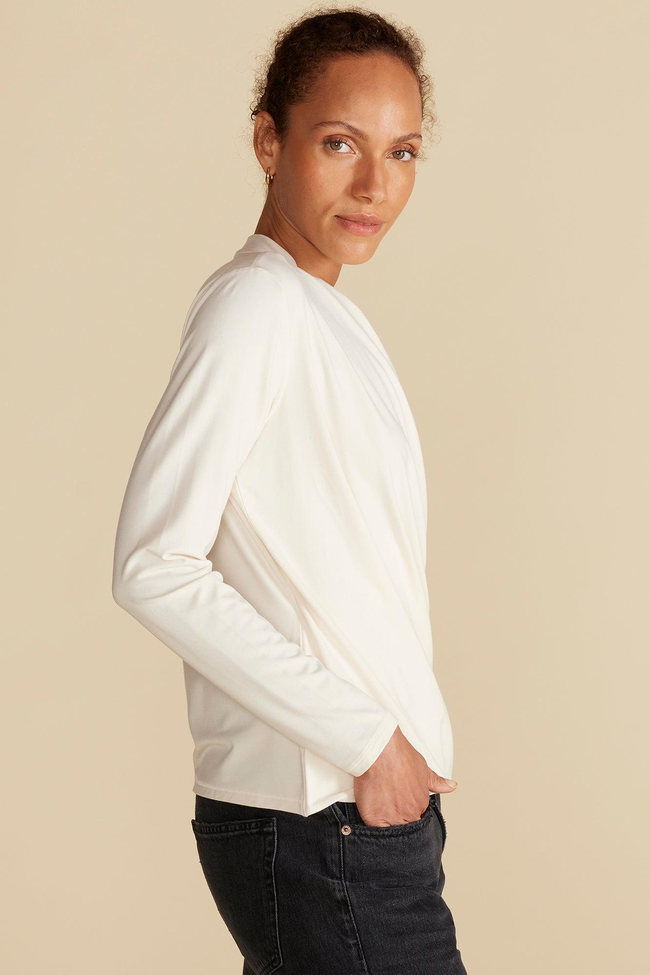 Calais Bamboo Knit Blouse - Ivory Product Image