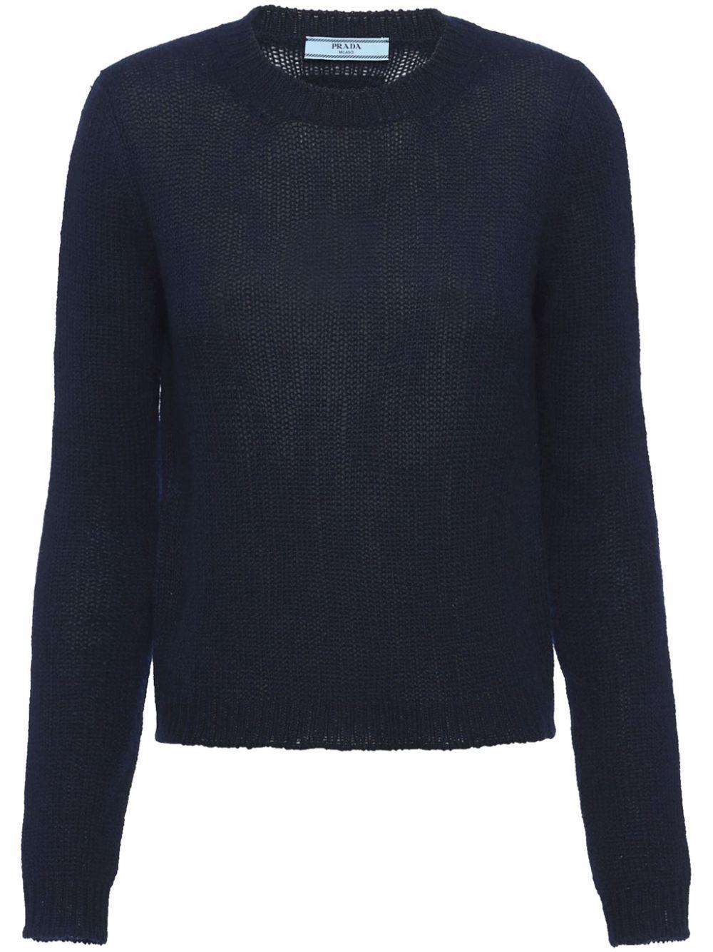 PRADA Women's Cashmere Crew-neck Sweater In Blue Product Image