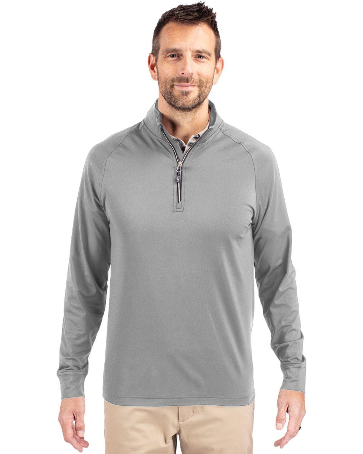 Cutter & Buck Mens Adapt Eco Knit Stretch Recycled Quarter Zip Pullover Jacket Product Image