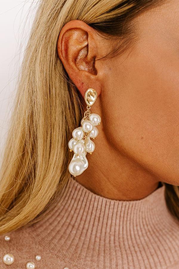 Gala Glam Pearl Chandelier Earrings Product Image