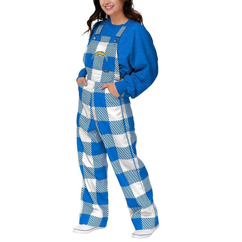 Womens FOCO Powder Blue Los Angeles Chargers Big Logo Plaid Overalls Product Image